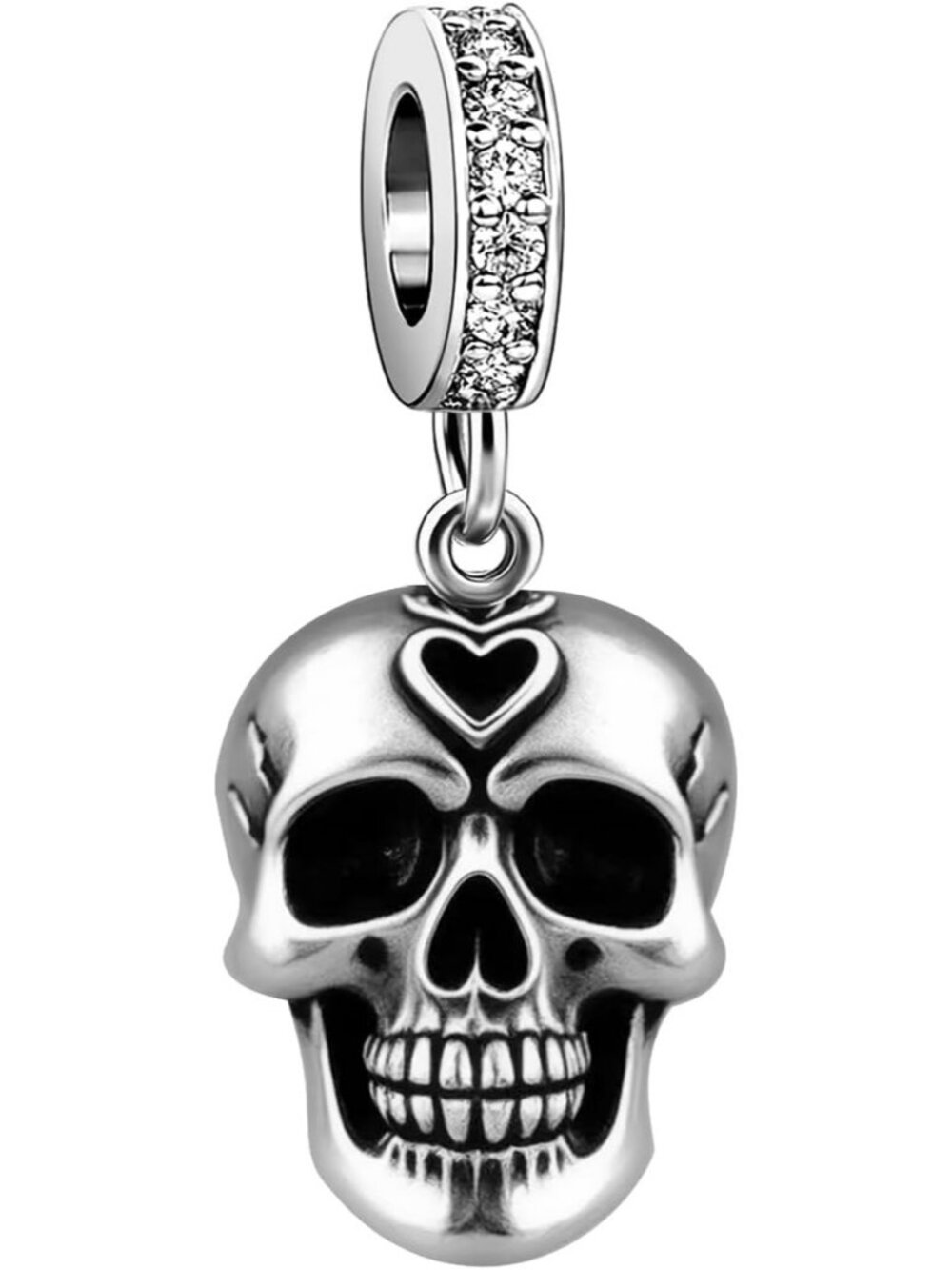Women's Silver Skull Christmas Halloween Compatible with Pandora Charm Bracelets
